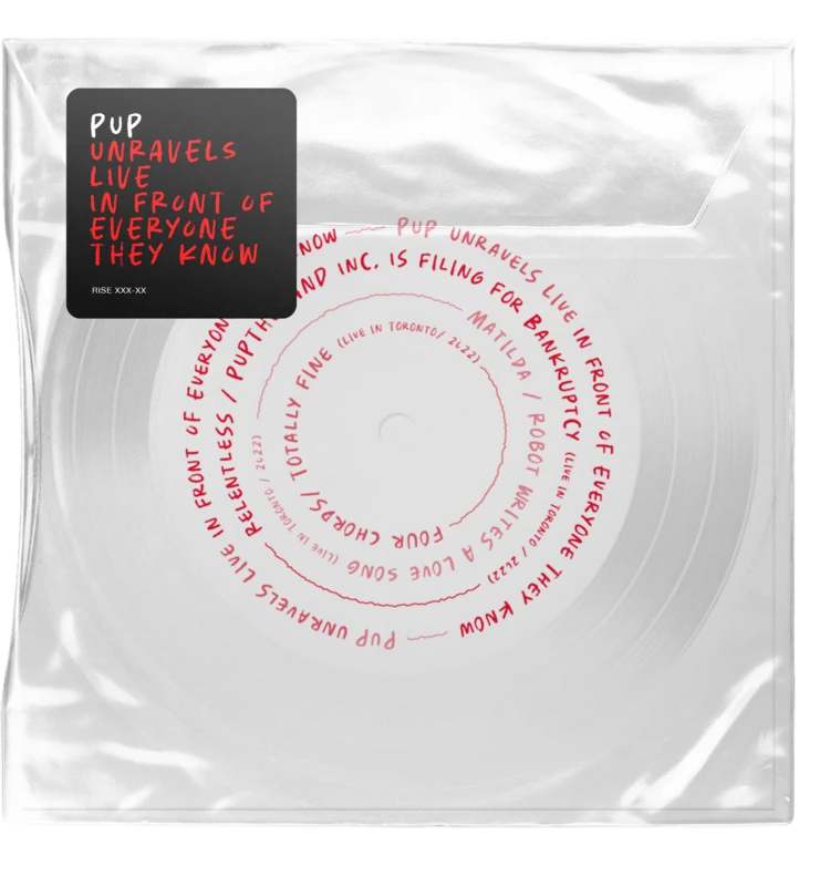 PUP 'PUP UNRAVELS LIVE IN FRONT OF EVERYONE THEY KNOW' DISC (3 Piece Flexi Disc)