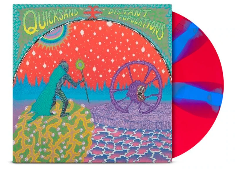 QUICKSAND DISTANT POPULATIONS LIMITED-EDITION HOT PINK & CYAN BLUE PINWHEEL LP  ONLY 500 MADE