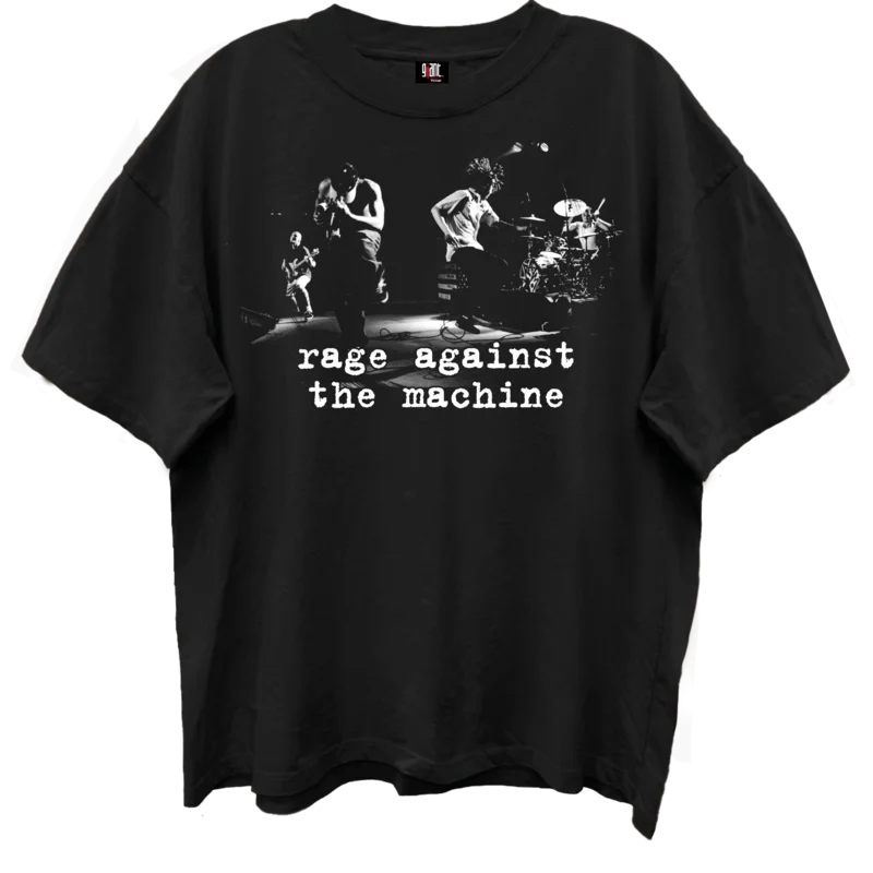 RAGE AGAINST THE MACHINE BAND PHOTO/GIANT VINTAGEIMO BLACK T-SHIRT VINTAGE BLACK