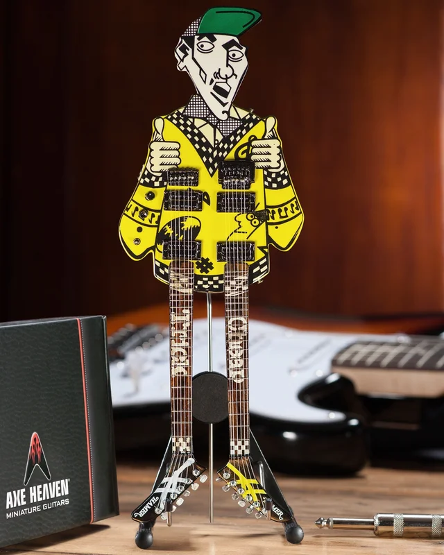 RICK NIELSEN UNCLE DICK DOUBLENECK MINI GUITAR REPLICA COLLECTIBLE - OFFICIALLY LICENSED