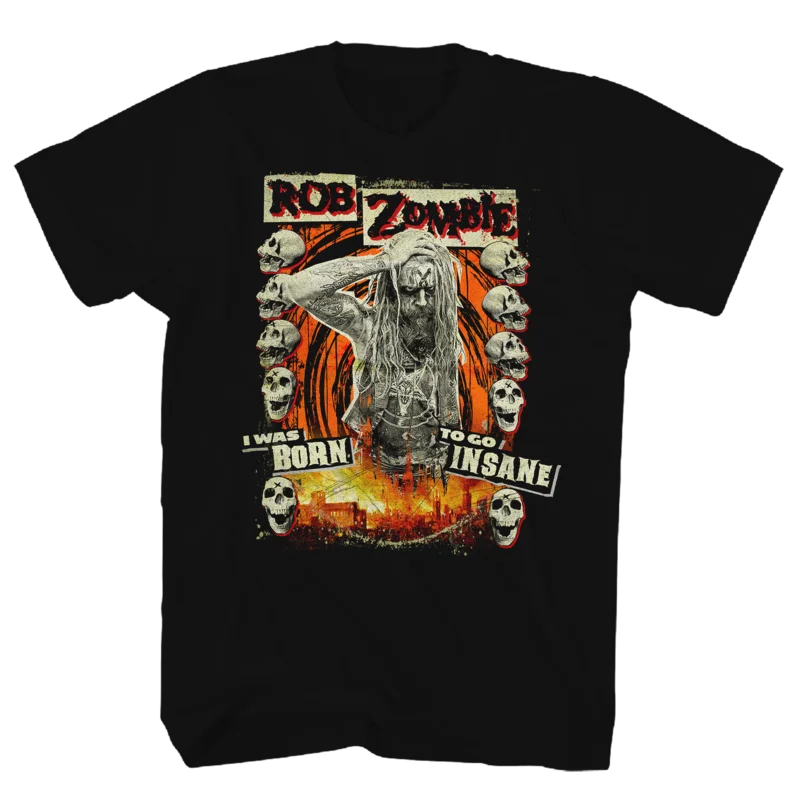 ROB ZOMBIE BORN TO GO INSANE BLACK T-SHIRT BLACK