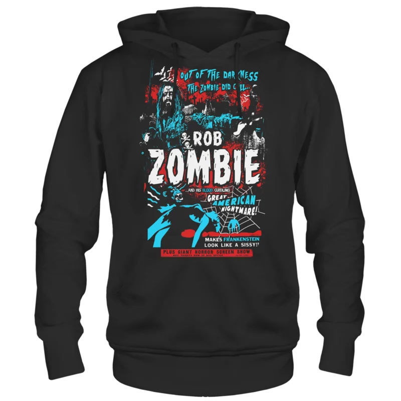ROB ZOMBIE INTO DARKNESS BLACK HOODIE black