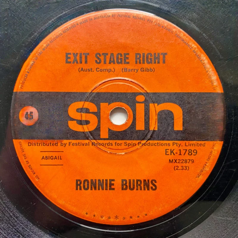 Ronnie Burns - Exit Stage Right (7", Single) (Very Good (VG))