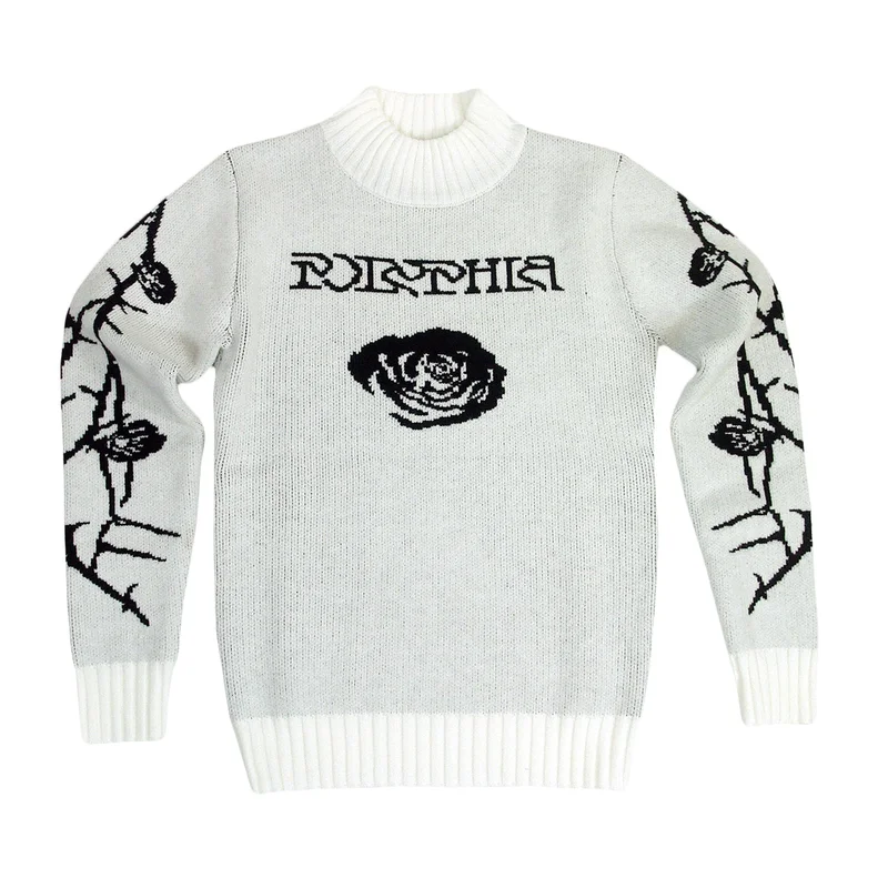 Rose White Woven Crewneck Sweater