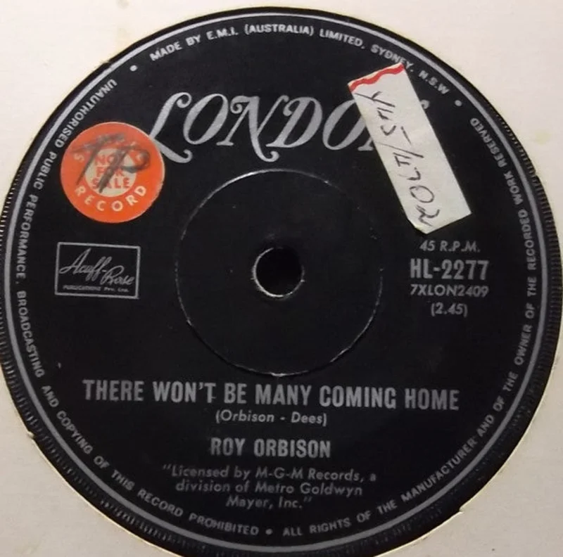 Roy Orbison - There Won't Be Many Coming Home / City Life (7", Single) (Very Good (VG))