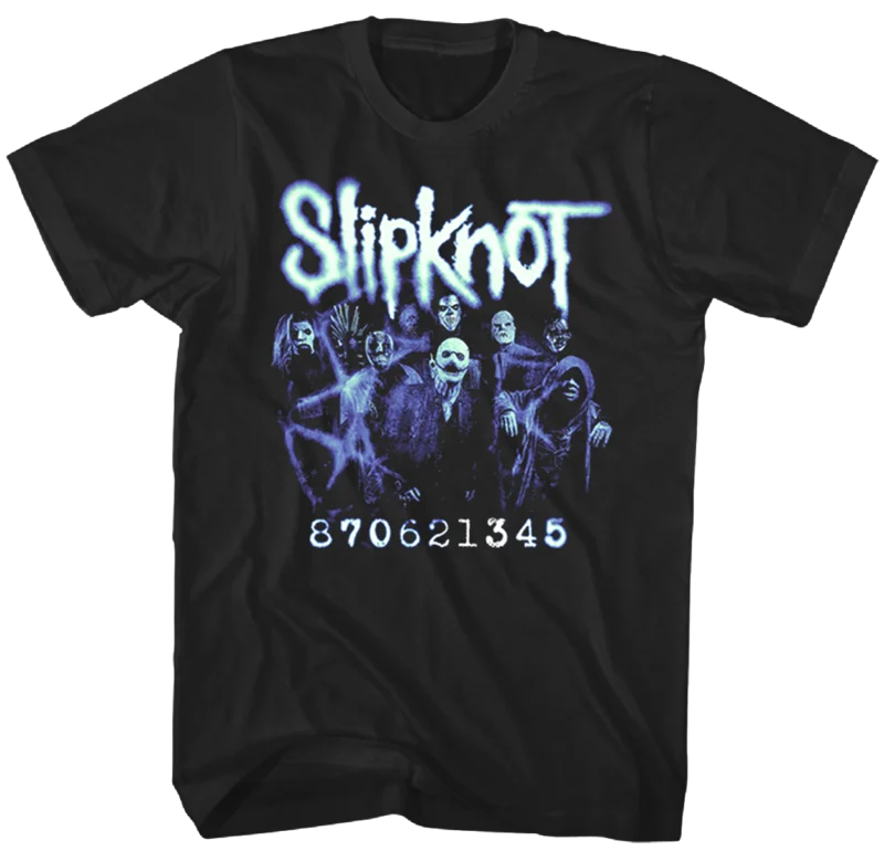 SLIPKNOT MEMBER NUMBERS PHOTO T-SHIRT black