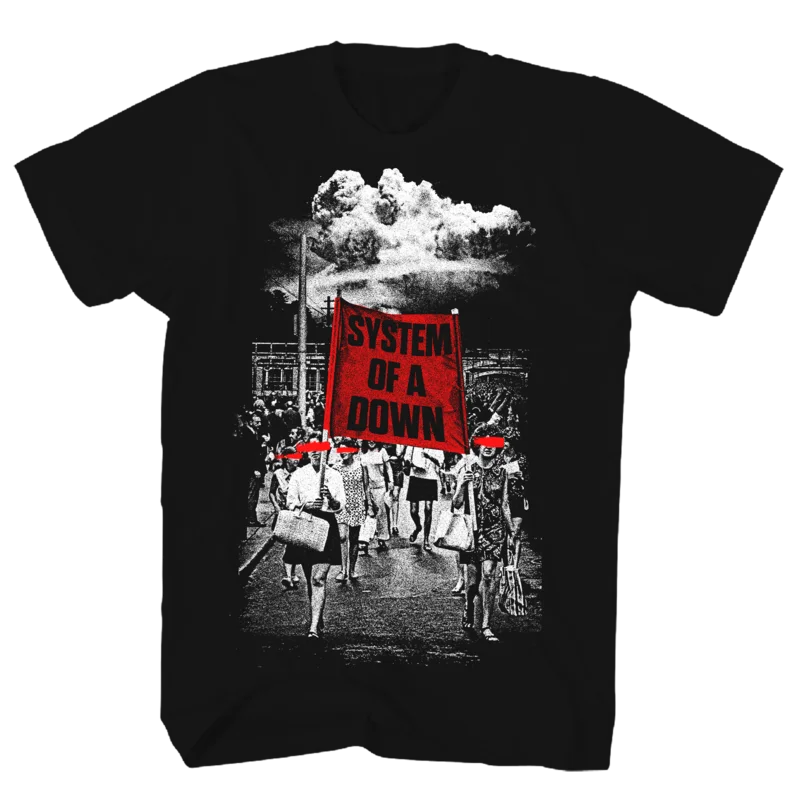 SYSTEM OF A DOWN BANNER MARCH BLACK T-SHIRT BLACK