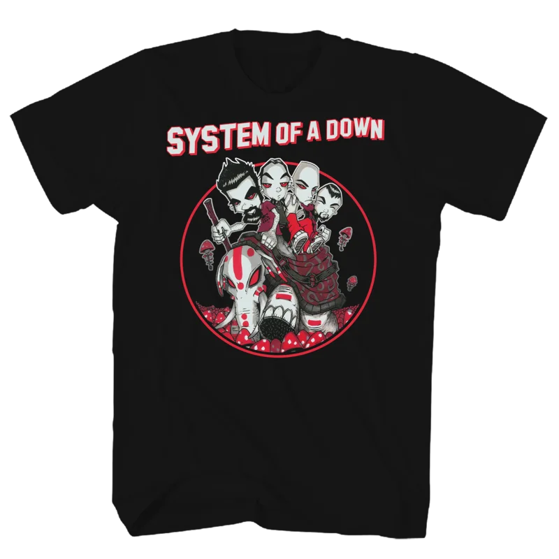 SYSTEM OF A DOWN MUSHROOM PEOPLE BLACK T-SHIRT BLACK