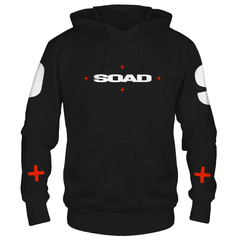 SYSTEM OF A DOWN OVERSIZED LOGO FRT/BACKLEEVE BLACK HOODIE BLACK