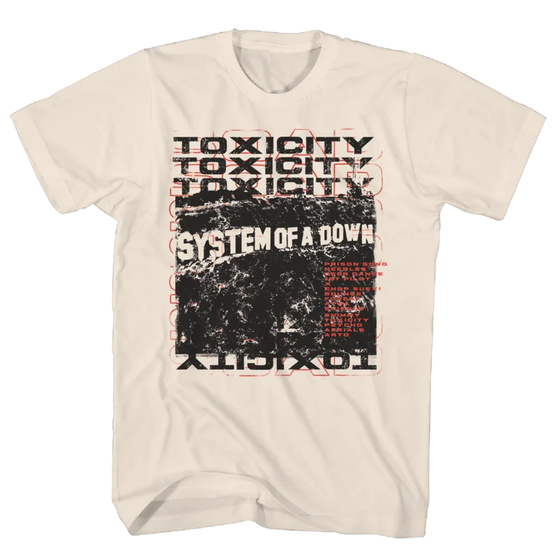 SYSTEM OF A DOWN TOXICITY STACK SCRIBBLE NATURAL T-SHIRT NATURAL