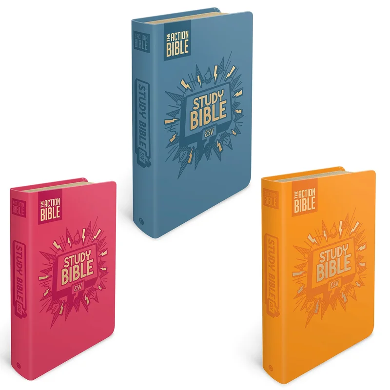 The Action Bible Study Bible ESV - Leathersoft | David C Cook Aero Blue