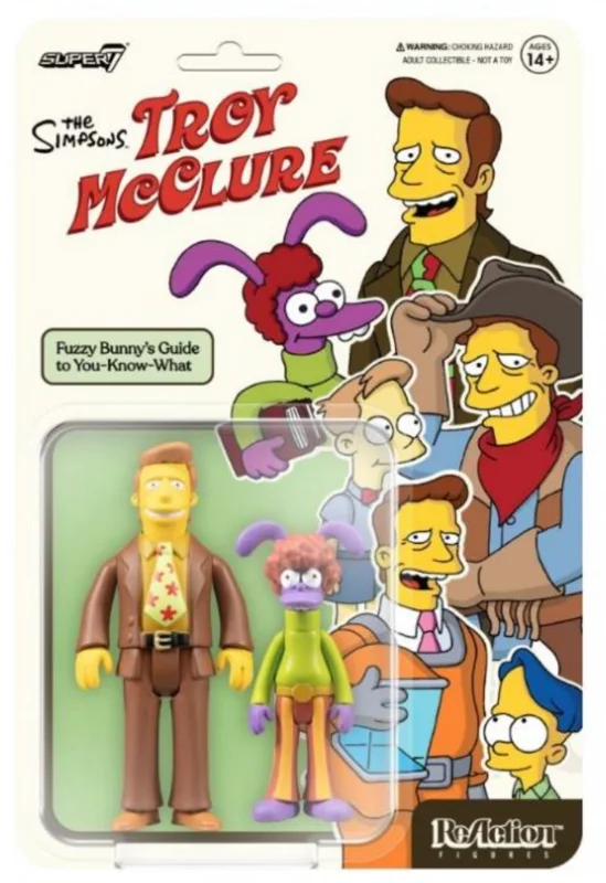 THE SIMPSONS REACTION WAVE 2 - TROY MCCLURE (FUZZY BUNNYS GUIDE TO YOU-KNOW-WHAT) ACTION FIGURE