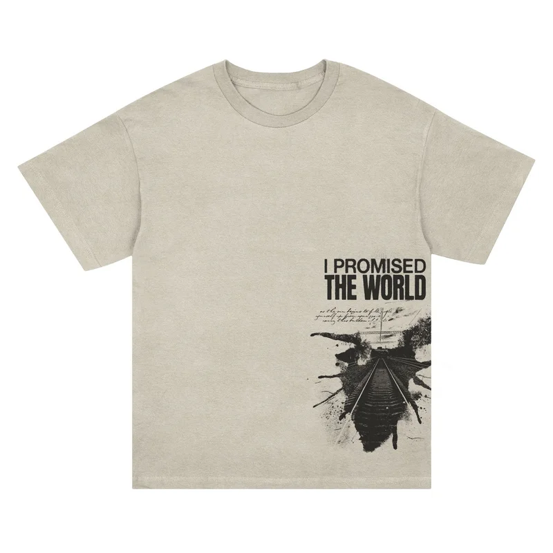 Train Track Side-Print Pebblestone T-Shirt