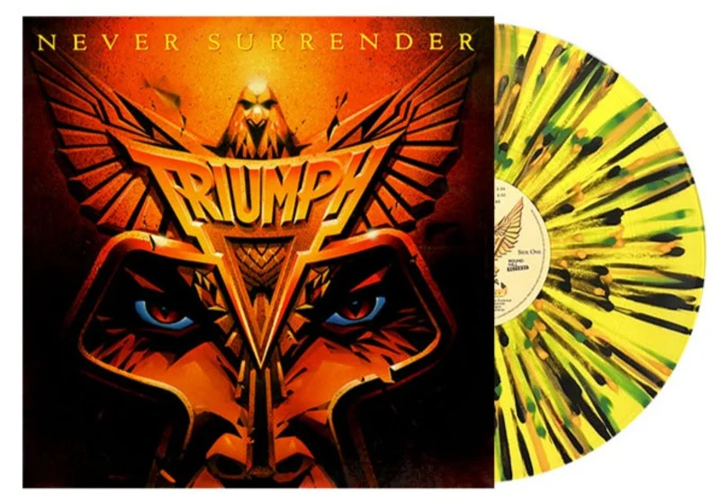 TRIUMPH NEVER SURRENDER LP (Limited Edition  Only 200 made, Yellow w/ Black, Orange, & Green Splatter Vinyl)