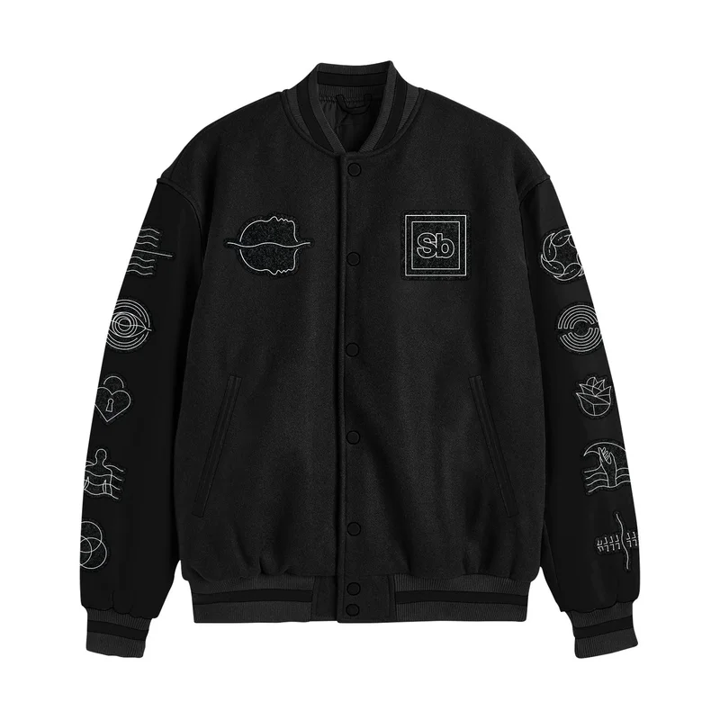 Tsunami Sea Branded Black & Grey Varsity Jacket