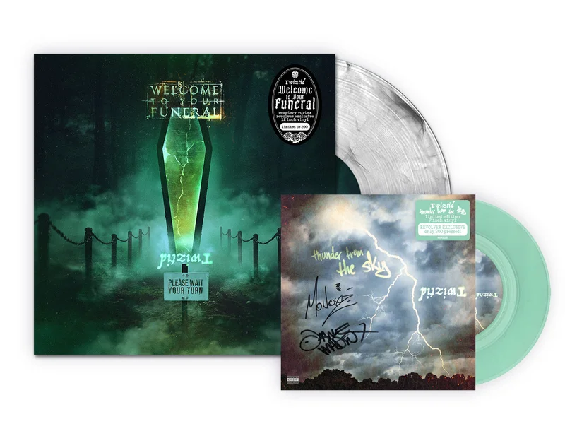 TWIZTID 'WELCOME TO YOUR FUNERAL' LP + 7" (Limited Edition  Only 200 made, "Cemetery Vortex" Clear w/ Gray & Black Smoke 12" + SIGNED Mint Green 7" Vinyl)