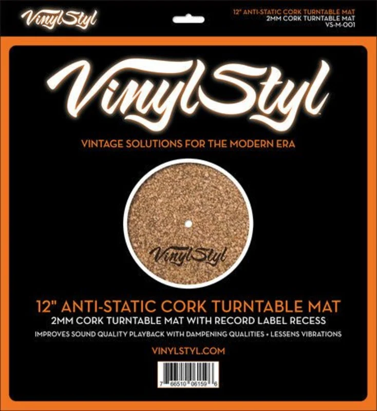 Vinyl Styl 12 Inch Anti Static Cork Turntable Mat - Less Vibration - No Slip