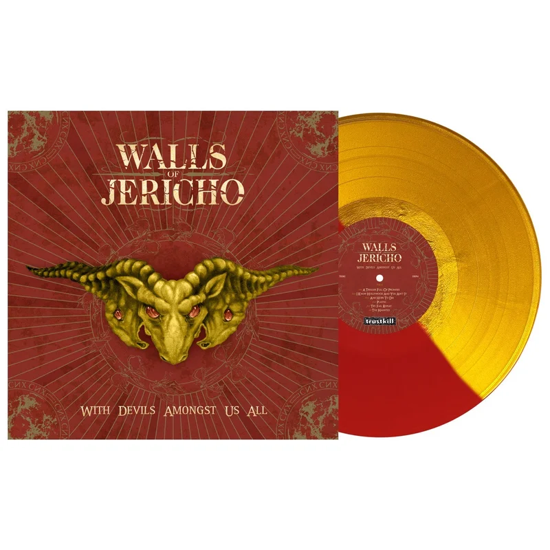 WALLS OF JERICHO WITH DEVILS AMONGST US ALL LP (Limited Edition  Only 600 Made, Half Metallic Gold / Half Red Vinyl)