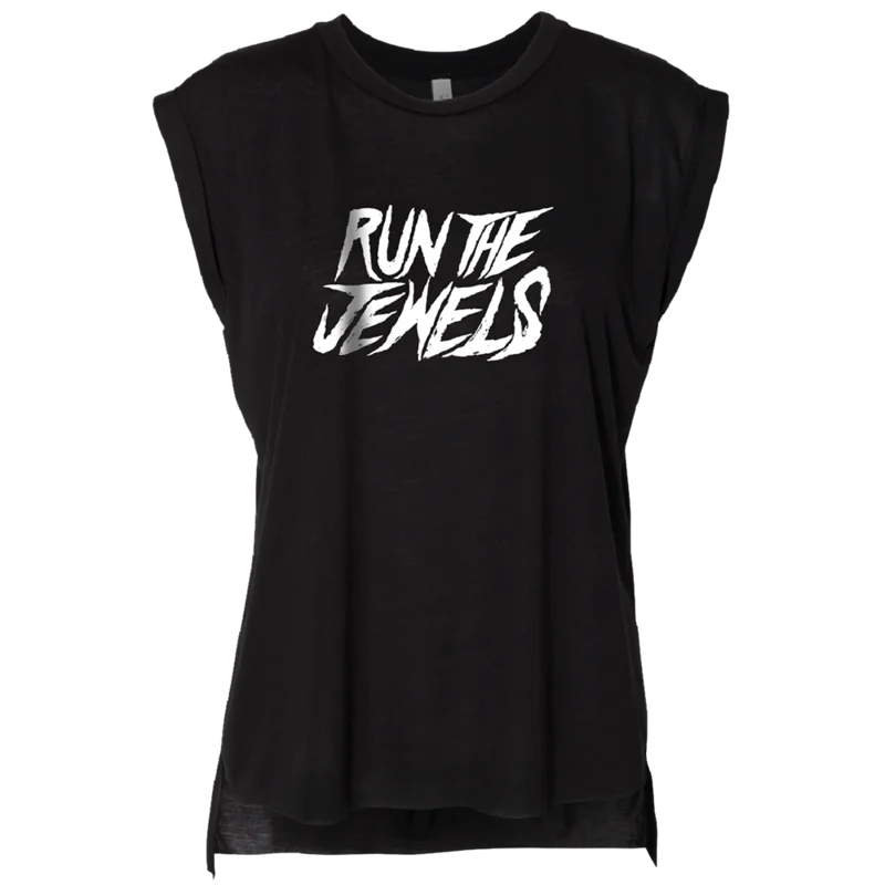 WOMEN'S ROLL CUFF LOGO TEE BLACK
