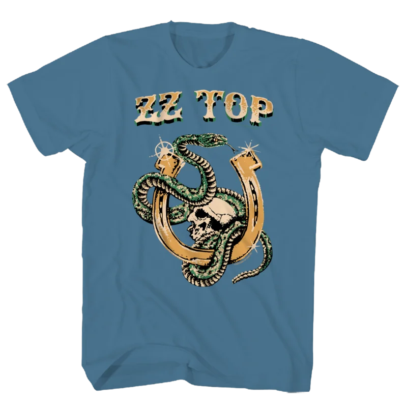ZZ TOP SNAKE SKULL BLUE TEE BLUE